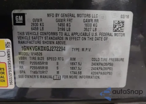 2016 Chevrolet Traverse 1Lt z USA, uszkodzony, nr VIN 1GNKVGKDXGJ272294